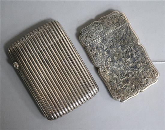 Two Victorian silver card cases, approx. 83mm.